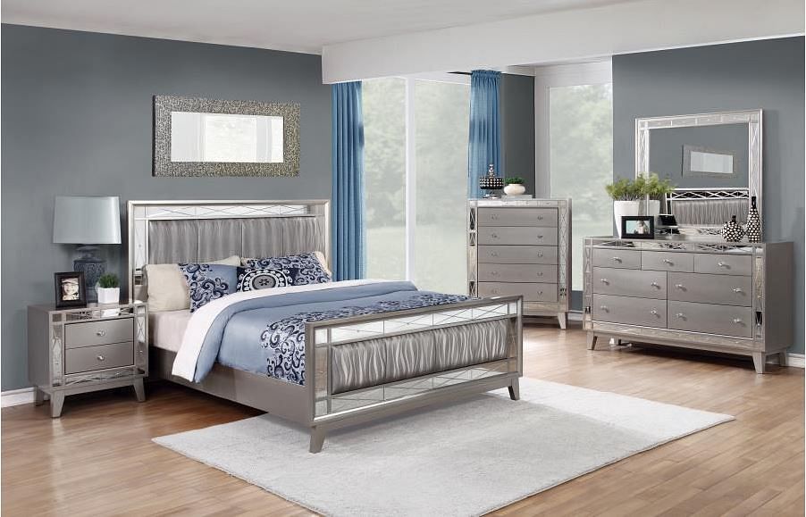 Leighton Queen Bedroom Set Metallic Mercury - Queen Bed and Dresser/Mirror